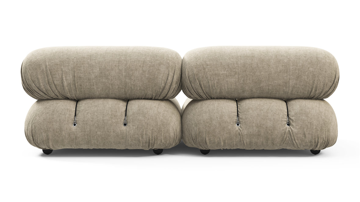 Belia - Belia Two Seater Sofa, Beige Gray Chenille