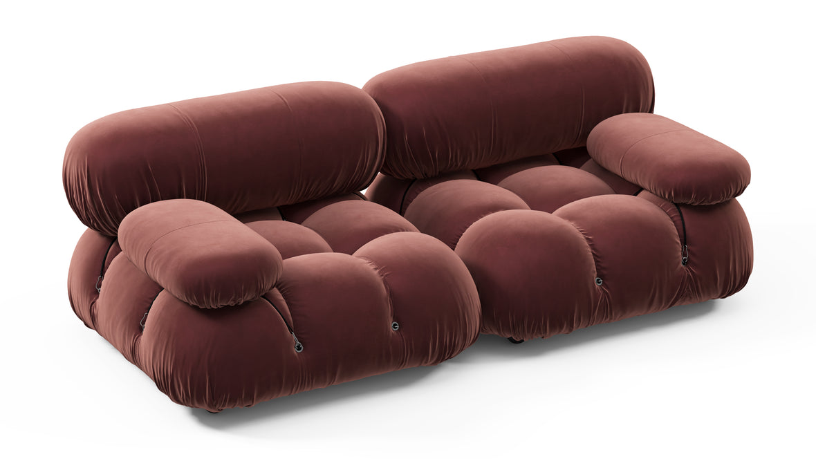 Belia - Belia Two Seater Sofa, Maroon Velvet