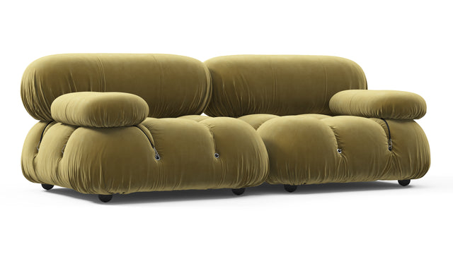 Belia - Belia Two Seater Sofa, Olive Gold Velvet