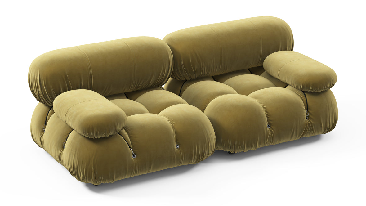 Belia - Belia Two Seater Sofa, Olive Gold Velvet