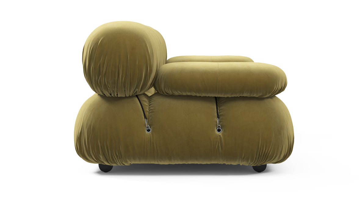 Bellini Sofa - Mario Bellini Two Seater Sofa, Olive Gold Velvet