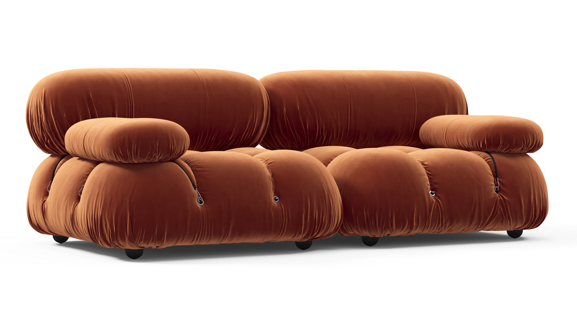 Belia - Belia Two Seater Sofa, Spice Velvet