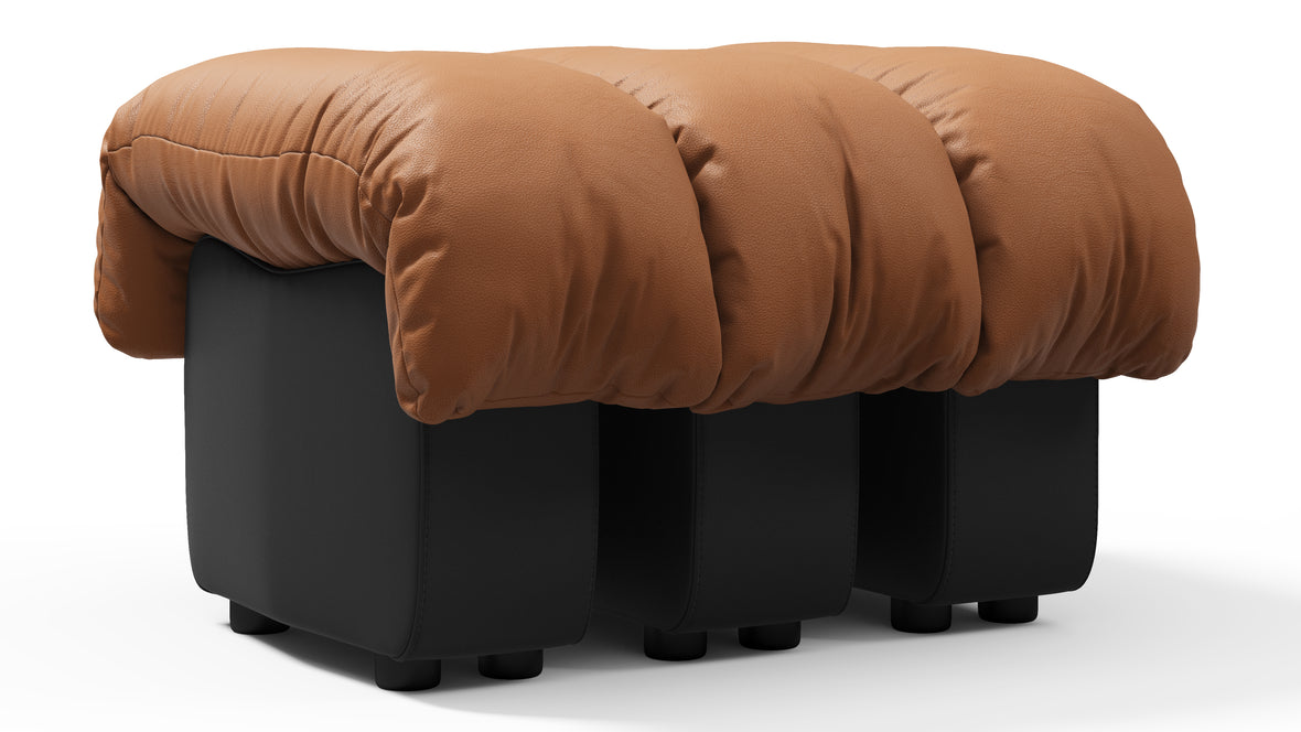 DS 600 - DS 600 Ottoman, Vintage Tan and Black Vegan Leather