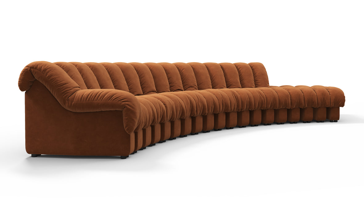 DS 600 - DS 600 Sectional, Combination 1, Left Arm, Burnt Orange Vegan Suede