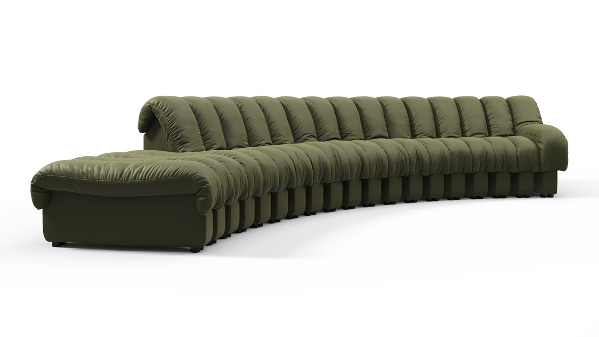 DS 600 - DS 600 Sectional, Combination 1, Right Arm, Deep Olive Vegan Leather