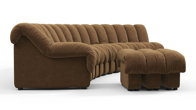 DS 600 - DS 600 Sectional, Combination 2, Left Arm, Brown Vegan Suede