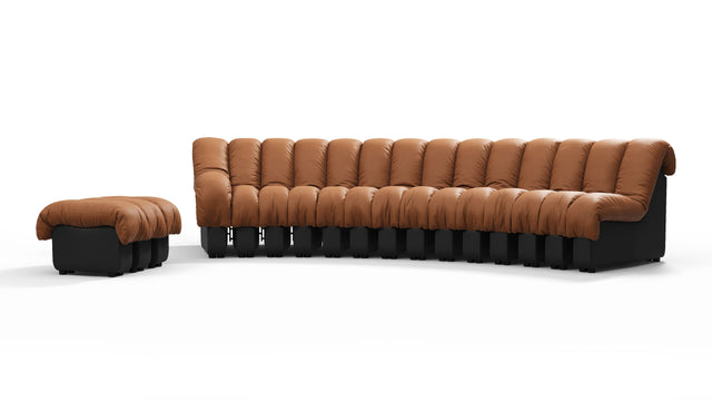 DS 600 - DS 600 Sectional, Combination 2, Left Arm, Vintage Tan and Black Vegan Leather