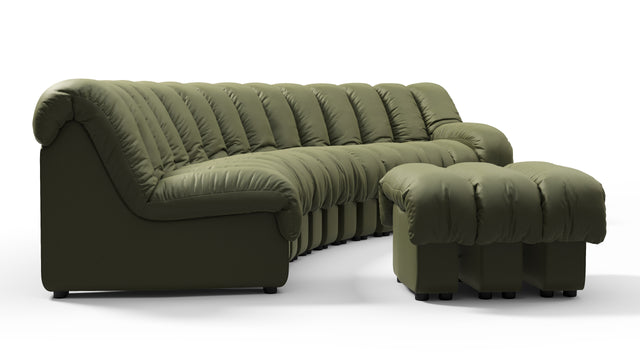 DS 600 - DS 600 Sectional, Combination 2, Right Arm, Deep Olive Vegan Leather