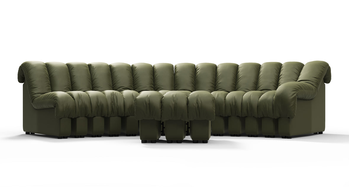 DS 600 - DS 600 Sectional, Combination 2, Right Arm, Deep Olive Vegan Leather