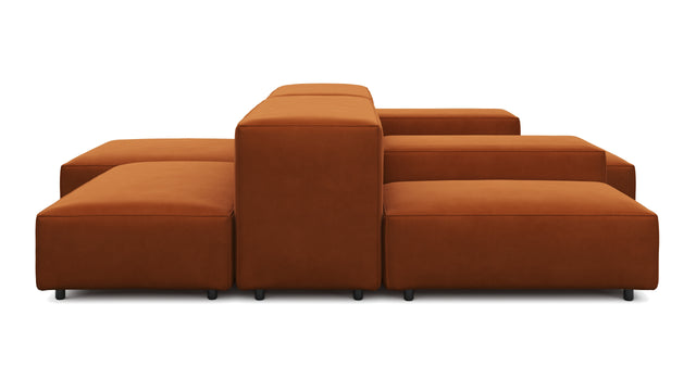 Extrasoft - Extrasoft Sectional Sofa, Combination 1, Left, Burnt Orange Velvet