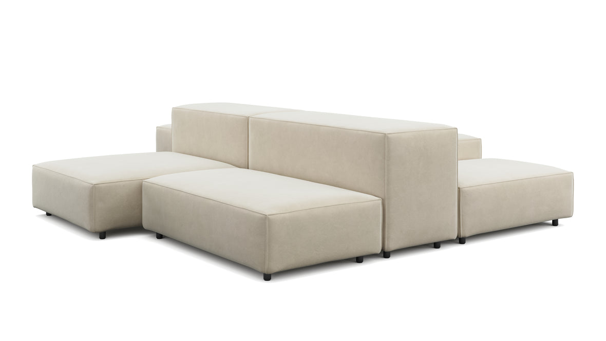 Extrasoft - Extrasoft Sectional Sofa, Combination 1, Left, Eggshell Vegan Suede