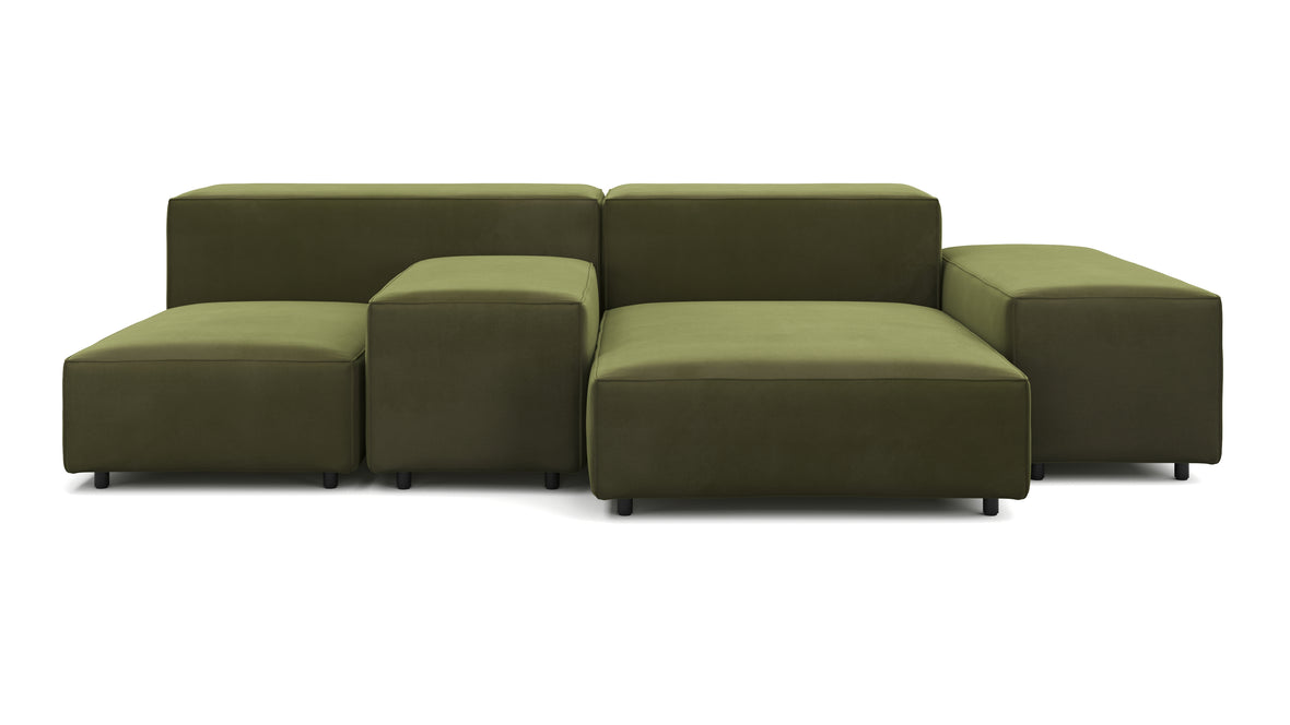 Extrasoft - Extrasoft Sectional Sofa, Combination 1, Left, Spruce Luxe Velvet