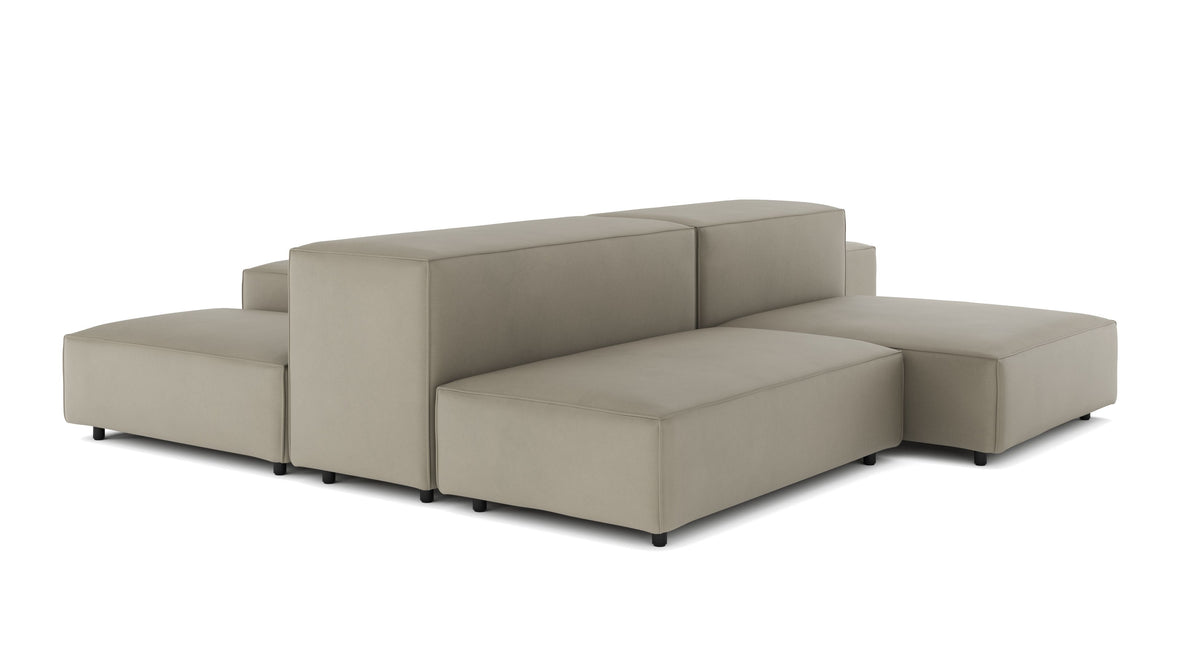 Extrasoft - Extrasoft Sectional Sofa, Combination 1, Right, Beige Gray Vegan Leather