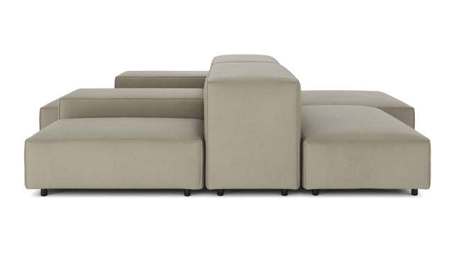 Extrasoft - Extrasoft Sectional Sofa, Combination 1, Right, Beige Gray Vegan Leather