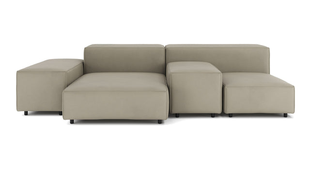 Extrasoft - Extrasoft Sectional Sofa, Combination 1, Right, Beige Gray Vegan Leather