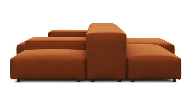 Extrasoft - Extrasoft Sectional Sofa, Combination 1, Right, Burnt Orange Velvet