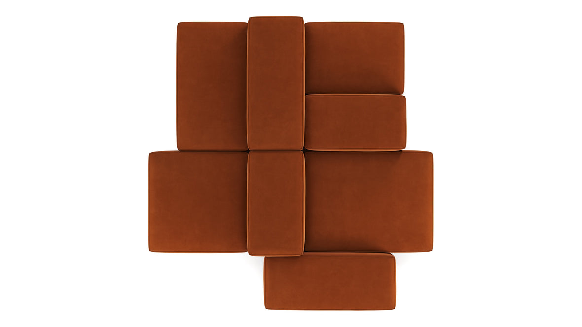 Extrasoft - Extrasoft Sectional Sofa, Combination 1, Right, Burnt Orange Velvet