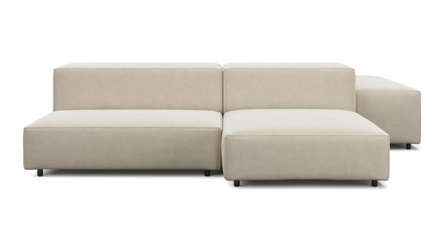 Extrasoft - Extrasoft Sectional Sofa, Combination 1, Right, Eggshell Vegan Suede