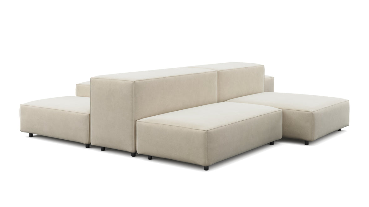 Extrasoft - Extrasoft Sectional Sofa, Combination 1, Right, Eggshell Vegan Suede