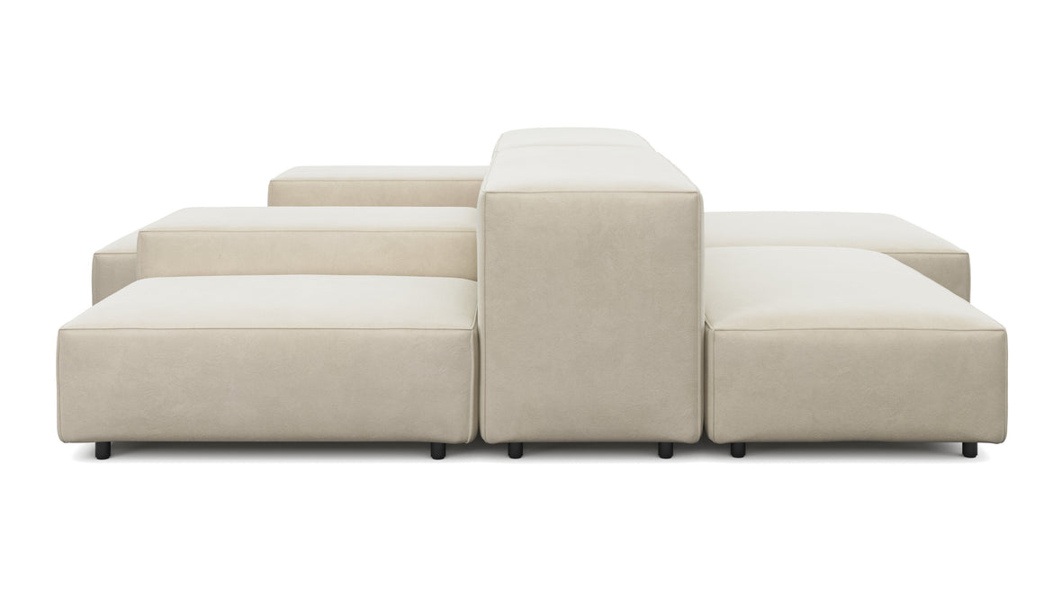 Extrasoft - Extrasoft Sectional Sofa, Combination 1, Right, Eggshell Vegan Suede