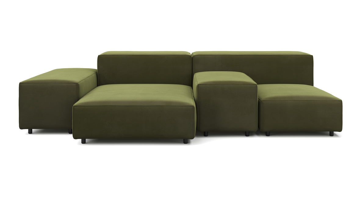 Extrasoft - Extrasoft Sectional Sofa, Combination 1, Right, Spruce Luxe Velvet