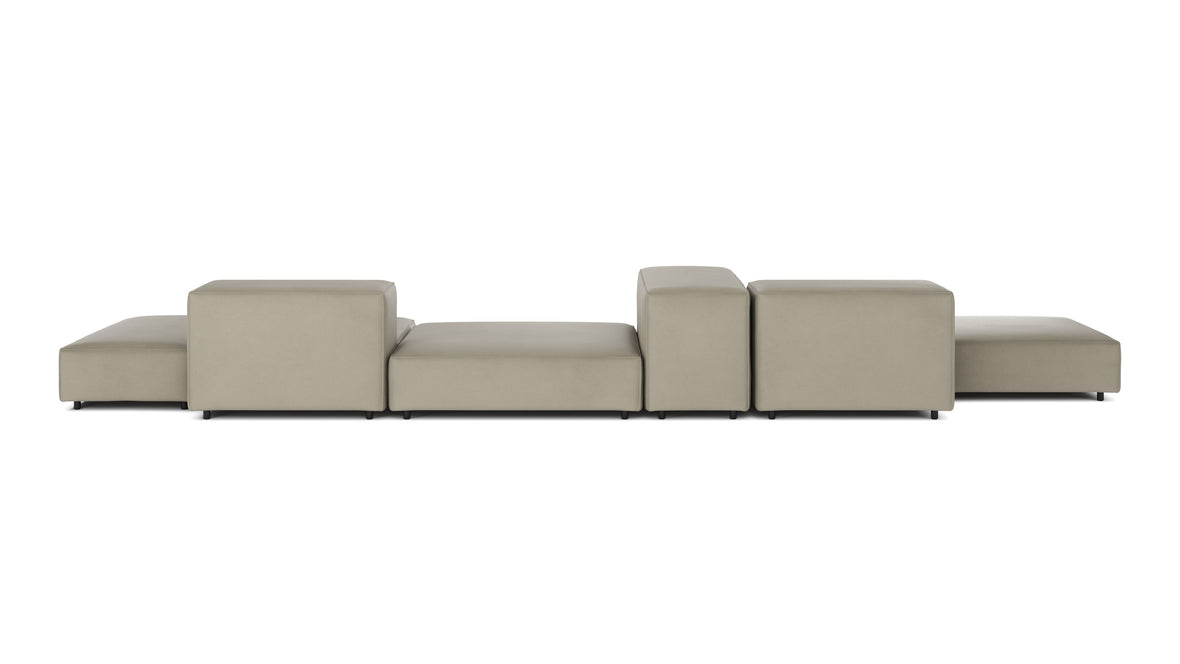 Extrasoft - Extrasoft Sectional Sofa, Combination 2, Left, Beige Gray Vegan Leather