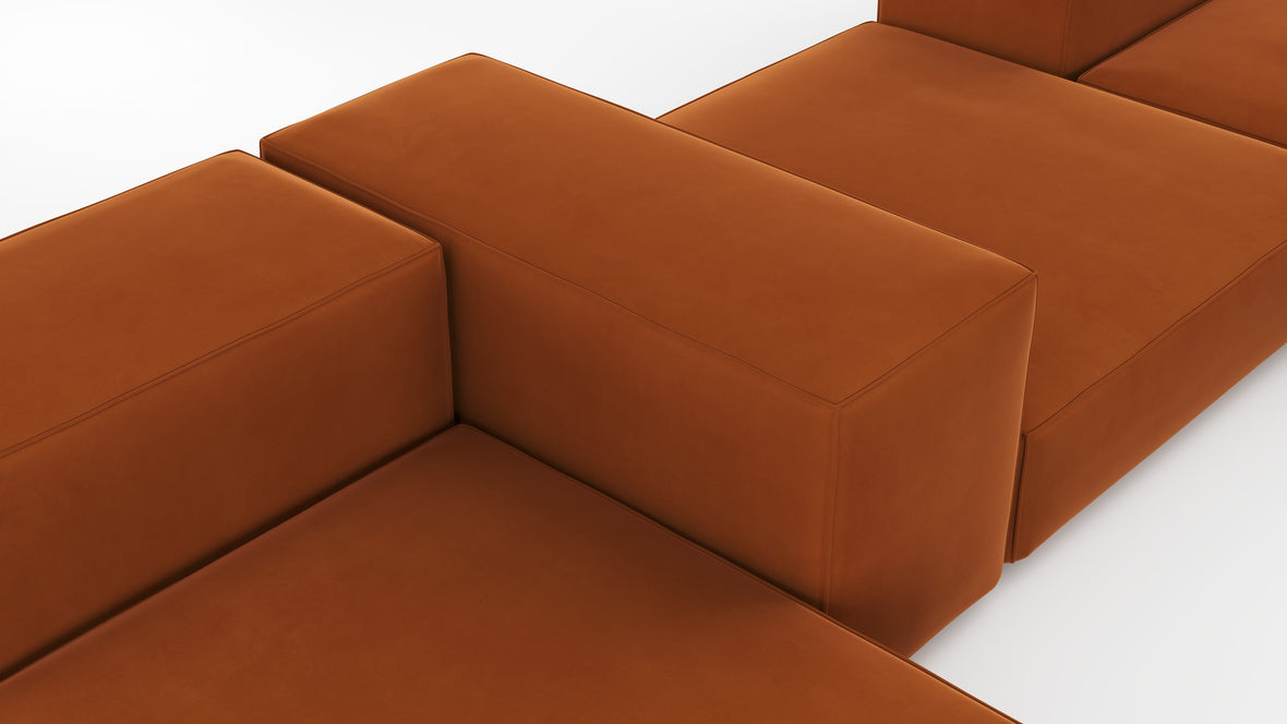 Extrasoft - Extrasoft Sectional Sofa, Combination 2, Left, Burnt Orange Velvet