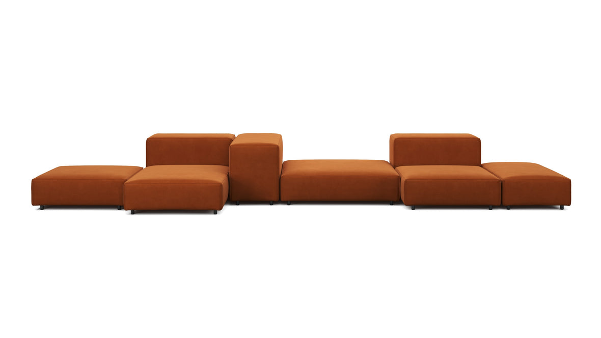 Extrasoft - Extrasoft Sectional Sofa, Combination 2, Left, Burnt Orange Velvet