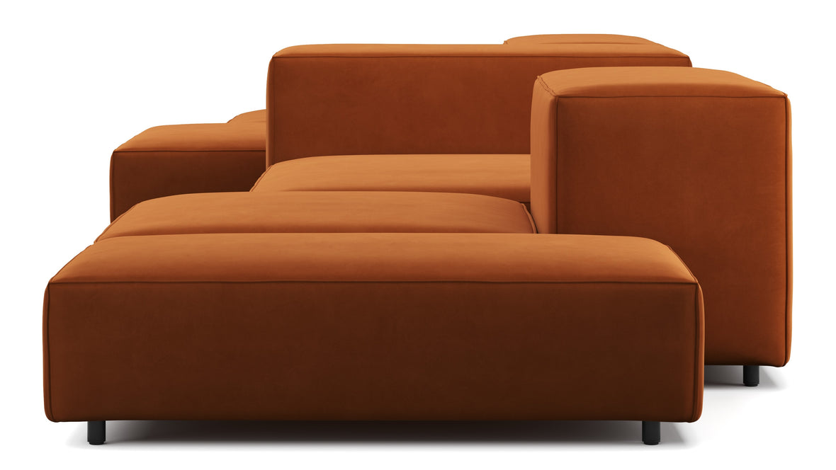 Extrasoft - Extrasoft Sectional Sofa, Combination 2, Left, Burnt Orange Velvet