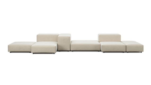 Extrasoft - Extrasoft Sectional Sofa, Combination 2, Left, Eggshell Vegan Suede