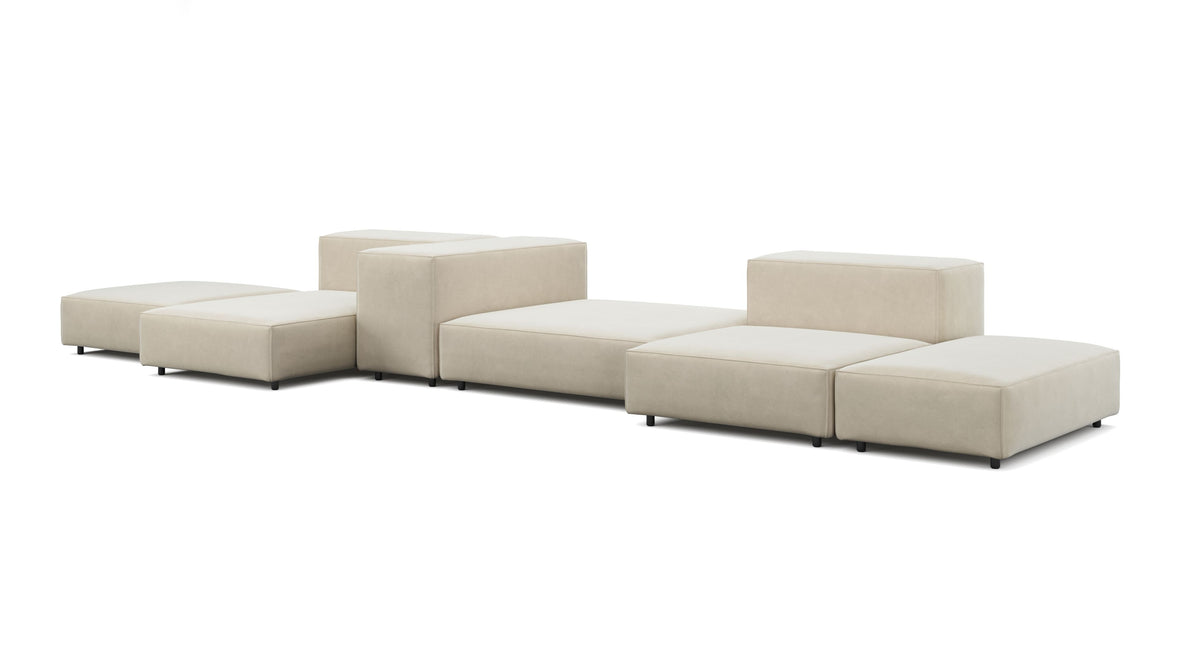 Extrasoft - Extrasoft Sectional Sofa, Combination 2, Left, Eggshell Vegan Suede