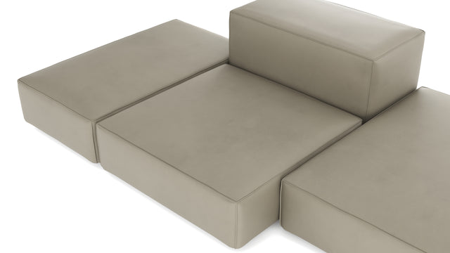 Extrasoft - Extrasoft Sectional Sofa, Combination 2, Right, Beige Gray Vegan Leather