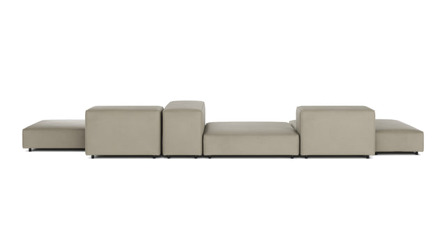 Extrasoft - Extrasoft Sectional Sofa, Combination 2, Right, Beige Gray Vegan Leather