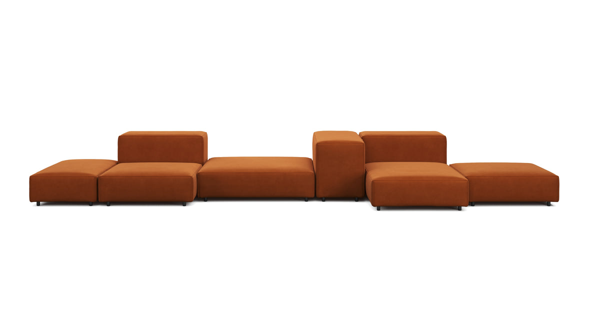 Extrasoft - Extrasoft Sectional Sofa, Combination 2, Right, Burnt Orange Velvet