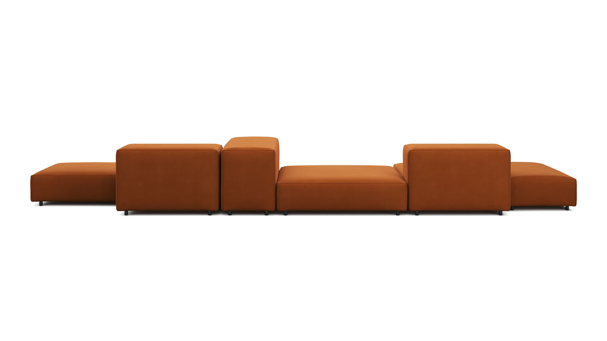 Extrasoft - Extrasoft Sectional Sofa, Combination 2, Right, Burnt Orange Velvet