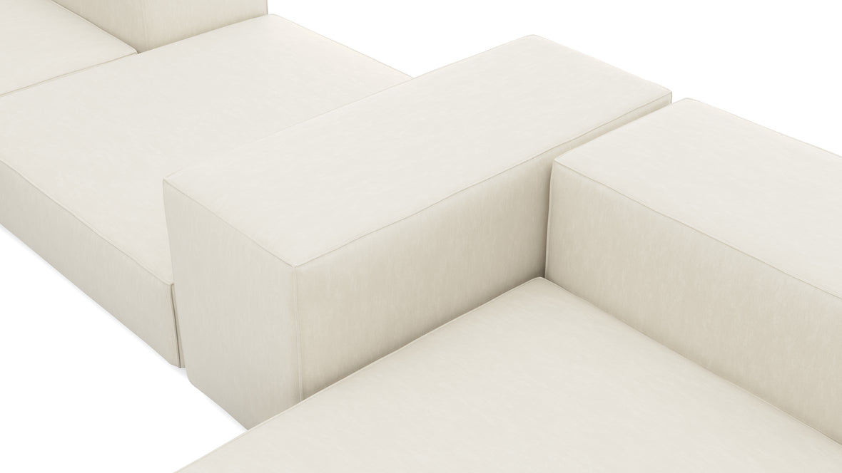 Extrasoft - Extrasoft Sectional Sofa, Combination 2, Right, Ivory Chenille