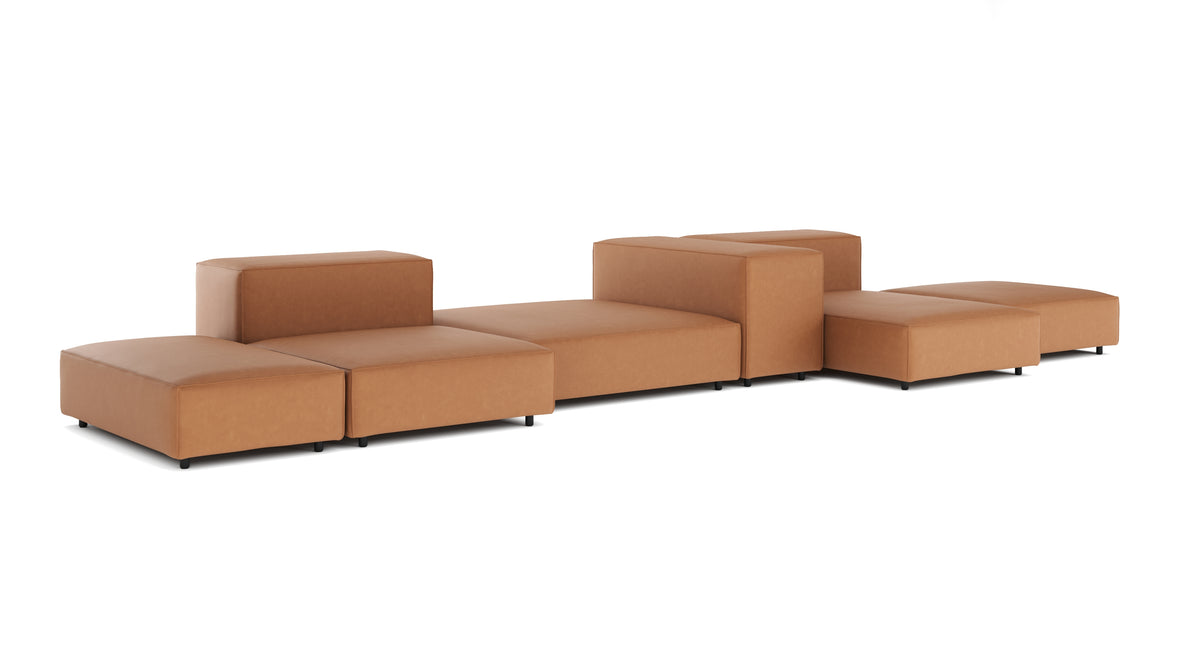 Extrasoft - Extrasoft Sectional Sofa, Combination 2, Right, Tan Vegan Leather