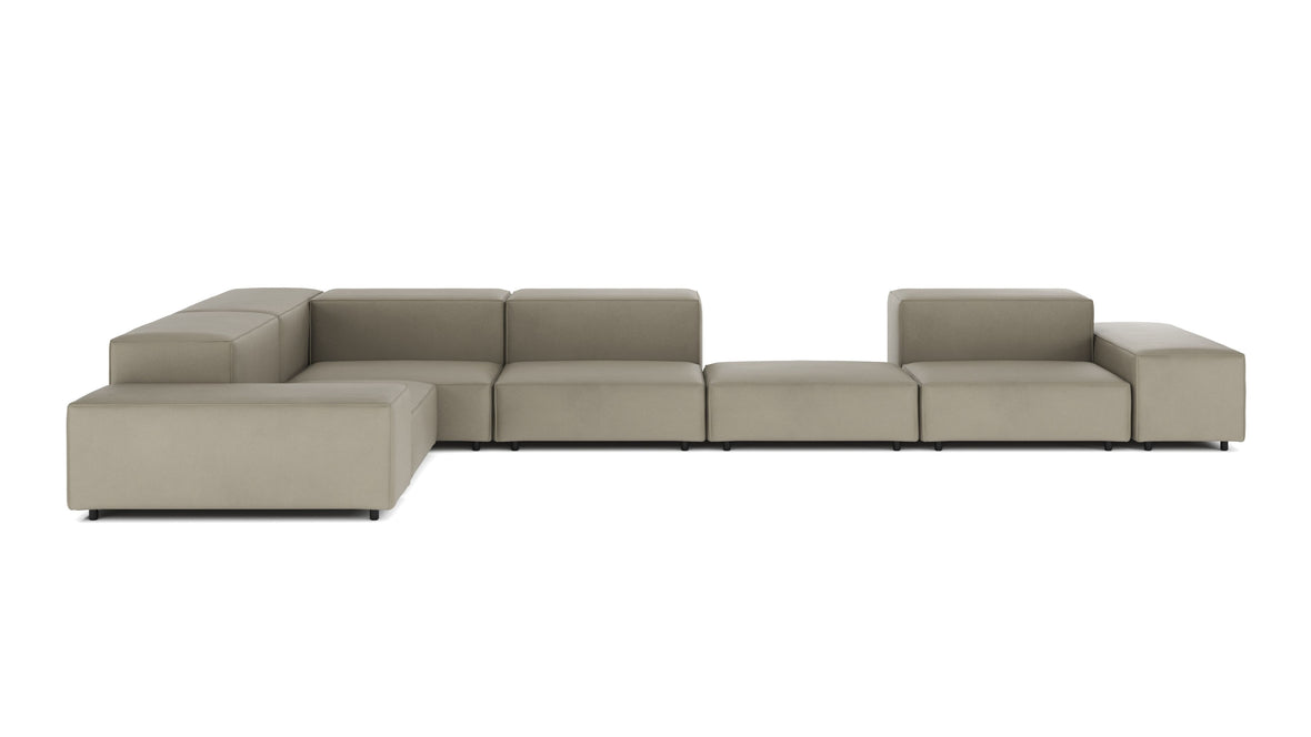 Extrasoft - Extrasoft Sectional Sofa, Large Left Corner, Beige Gray Vegan Leather