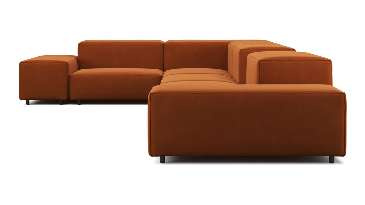 Extrasoft - Extrasoft Sectional Sofa, Large Left Corner, Burnt Orange Velvet