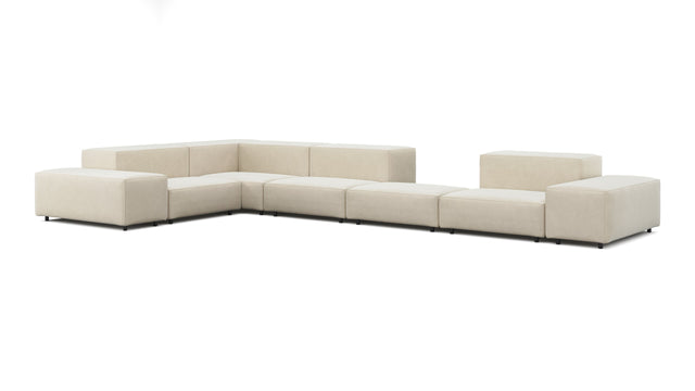 Extrasoft - Extrasoft Sectional Sofa, Large Left Corner, Eggshell Vegan Suede