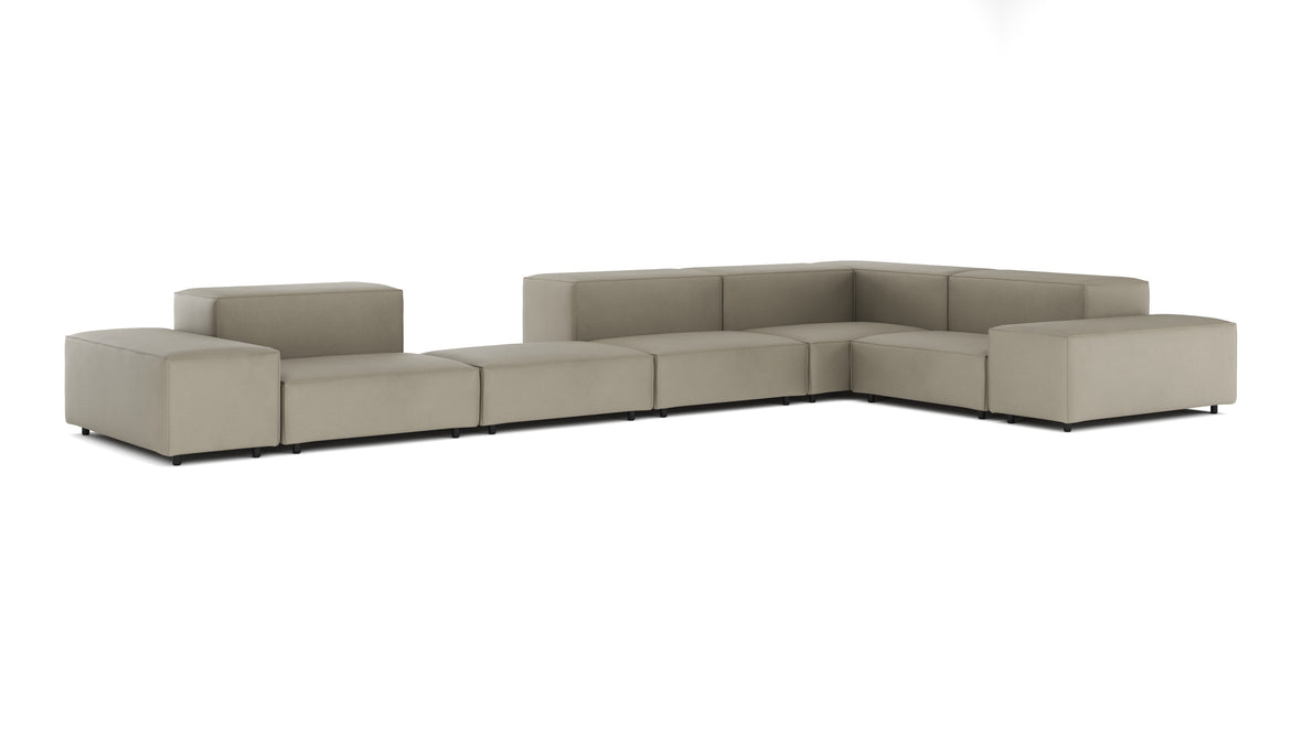 Extrasoft - Extrasoft Sectional Sofa, Large Right Corner, Beige Gray Vegan Leather