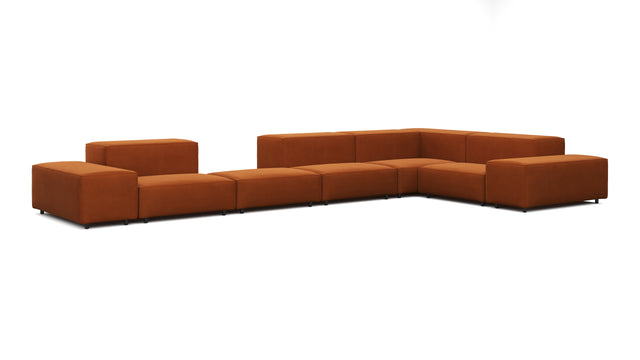 Extrasoft - Extrasoft Sectional Sofa, Large Right Corner, Burnt Orange Velvet