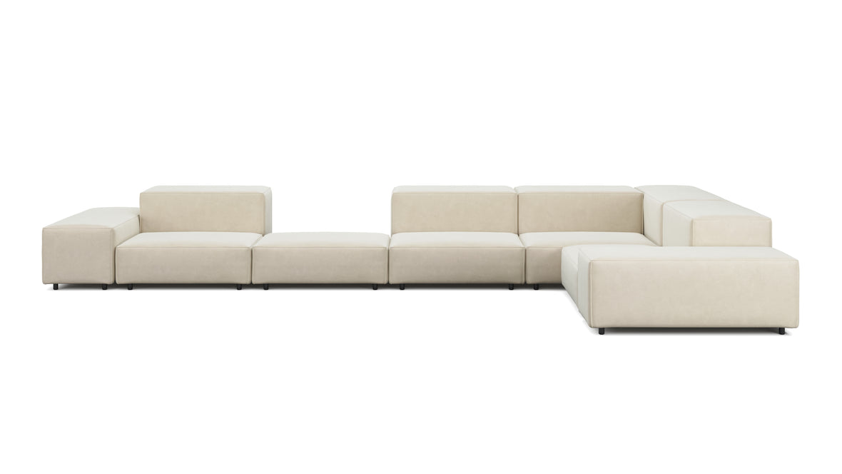 Extrasoft - Extrasoft Sectional Sofa, Large Right Corner, Eggshell Vegan Suede