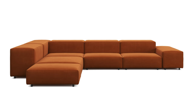 Extrasoft - Extrasoft Sectional Sofa, Left Corner, Burnt Orange Velvet