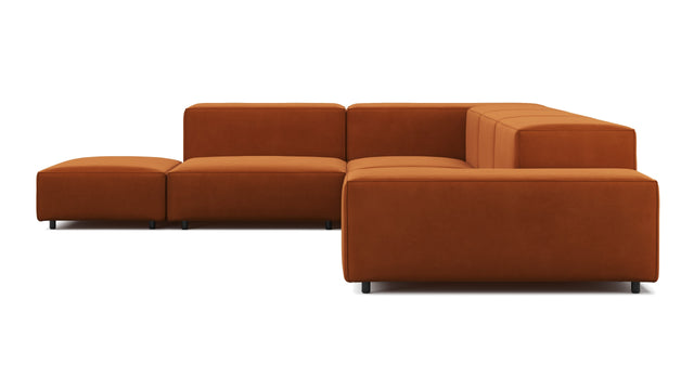 Extrasoft - Extrasoft Sectional Sofa, Left Corner, Burnt Orange Velvet