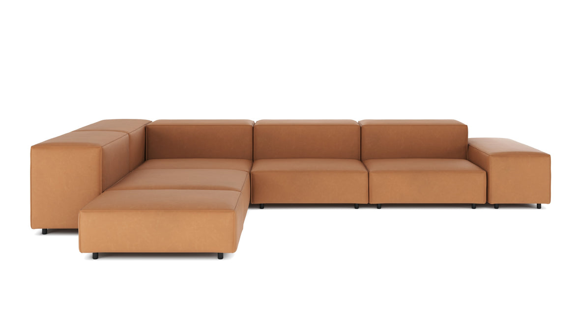 Extrasoft - Extrasoft Sectional Sofa, Left Corner, Tan Vegan Leather