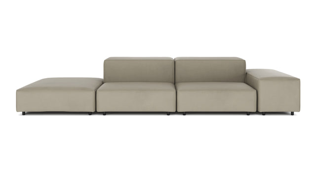 Extrasoft - Extrasoft Sectional Sofa, Open End Sofa, Left, Beige Gray Vegan Leather