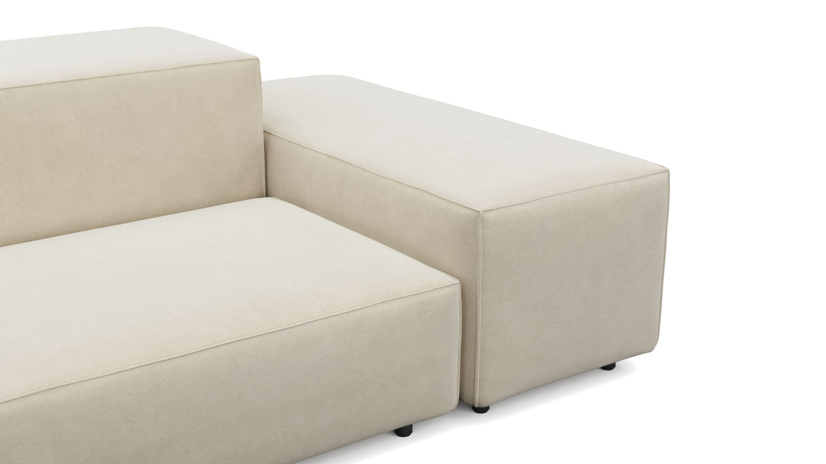 Extrasoft - Extrasoft Sectional Sofa, Open End Sofa, Left, Eggshell Vegan Suede