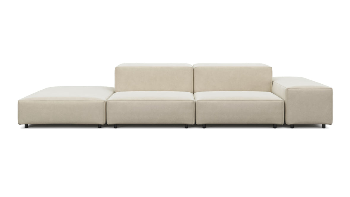 Extrasoft - Extrasoft Sectional Sofa, Open End Sofa, Left, Eggshell Vegan Suede