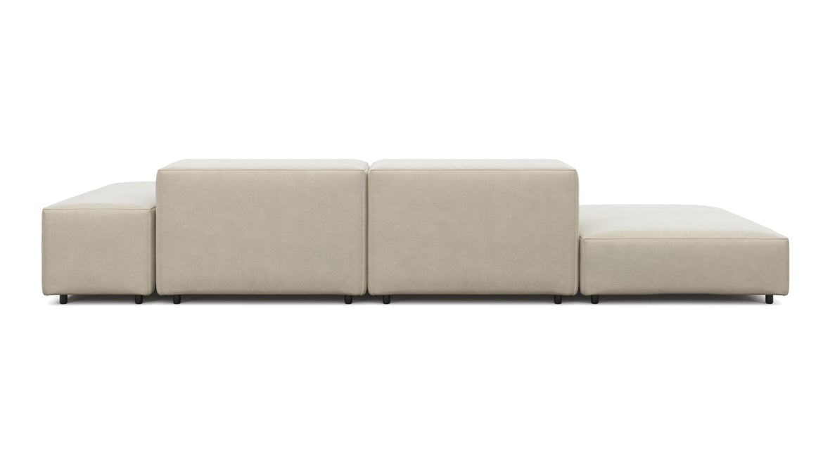 Extrasoft - Extrasoft Sectional Sofa, Open End Sofa, Left, Eggshell Vegan Suede